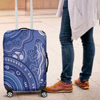 Australia Autism Awareness Luggage Cover Aboriginal Lizard Dot Painting