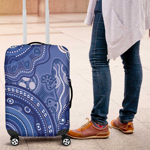 Australia Autism Awareness Luggage Cover Aboriginal Lizard Dot Painting