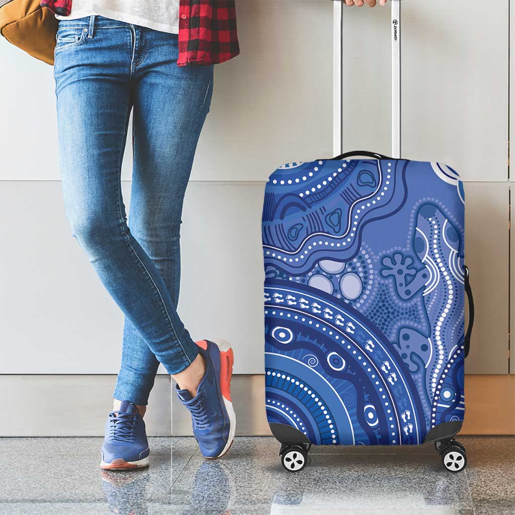 Australia Autism Awareness Luggage Cover Aboriginal Lizard Dot Painting