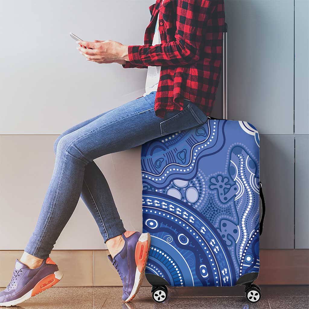 Australia Autism Awareness Luggage Cover Aboriginal Lizard Dot Painting