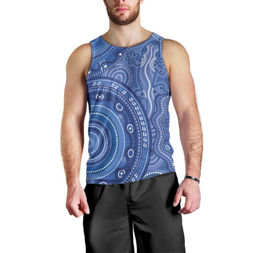 Australia Autism Awareness Men Tank Top Aboriginal Lizard Dot Painting