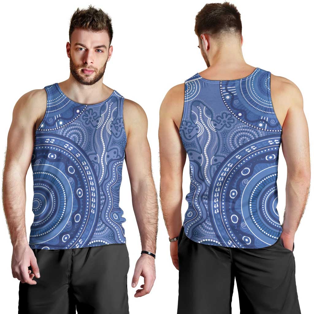 Australia Autism Awareness Men Tank Top Aboriginal Lizard Dot Painting