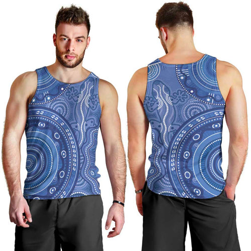 Australia Autism Awareness Men Tank Top Aboriginal Lizard Dot Painting