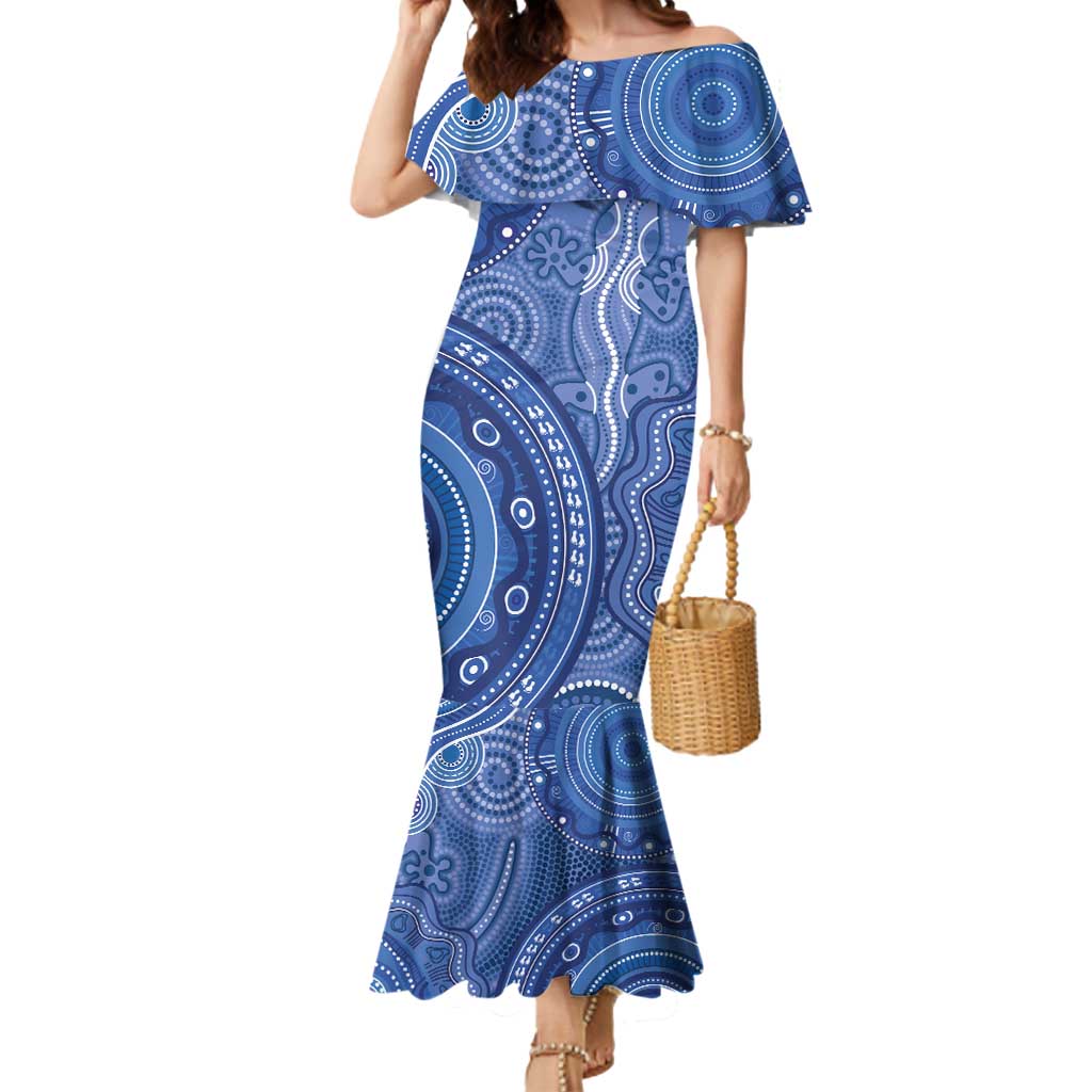 Australia Autism Awareness Mermaid Dress Aboriginal Lizard Dot Painting