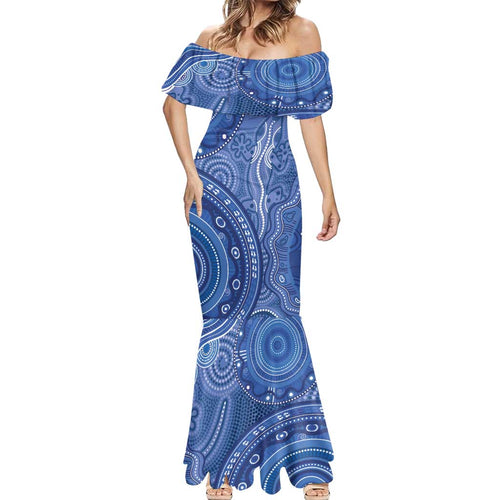 Australia Autism Awareness Mermaid Dress Aboriginal Lizard Dot Painting