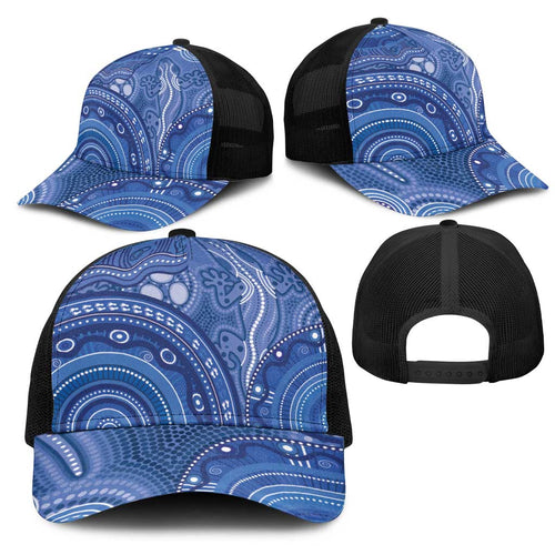 Australia Autism Awareness Mesh Trucker Cap Aboriginal Lizard Dot Painting - Aussie Hoodie