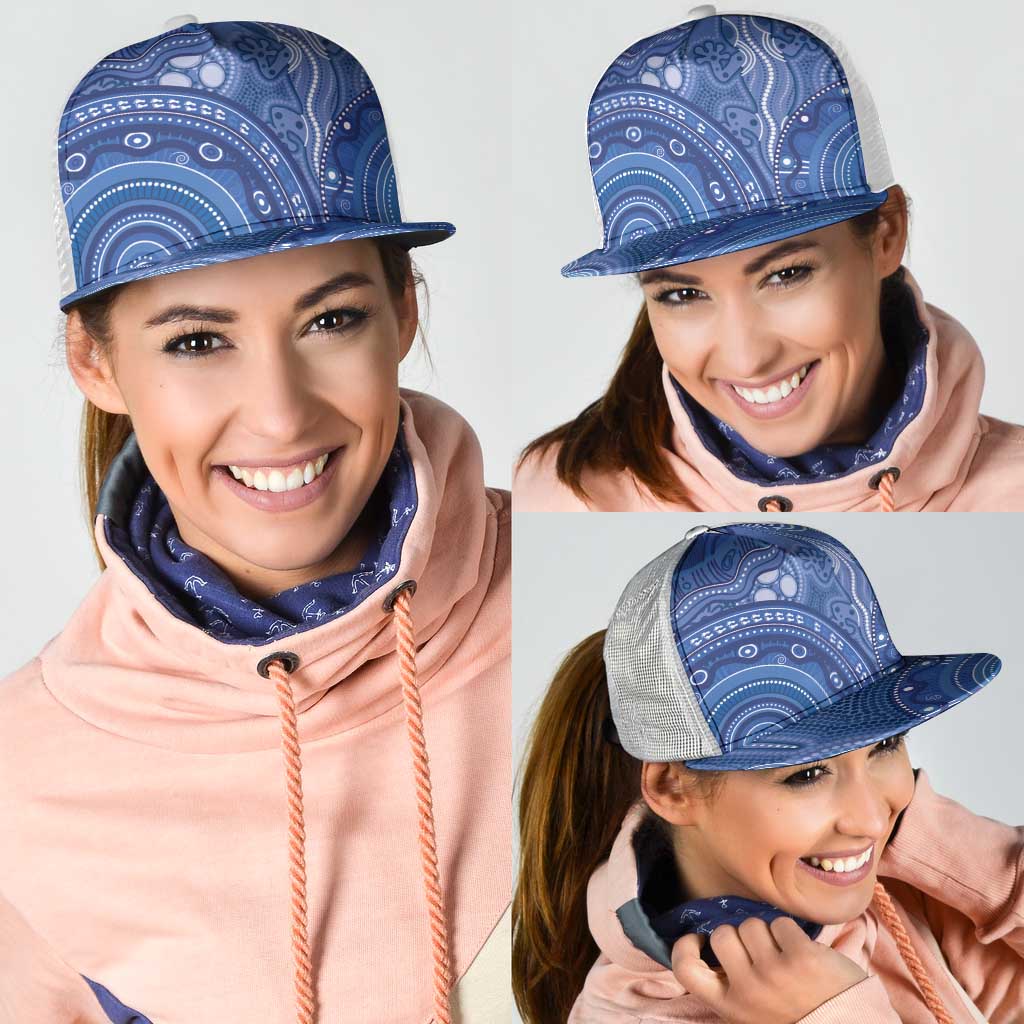Australia Autism Awareness Mesh Trucker Cap Aboriginal Lizard Dot Painting - Aussie Hoodie