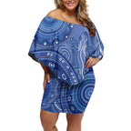 Australia Autism Awareness Off Shoulder Short Dress Aboriginal Lizard Dot Painting