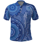 Australia Autism Awareness Polo Shirt Aboriginal Lizard Dot Painting