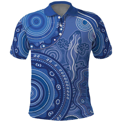 Australia Autism Awareness Polo Shirt Aboriginal Lizard Dot Painting