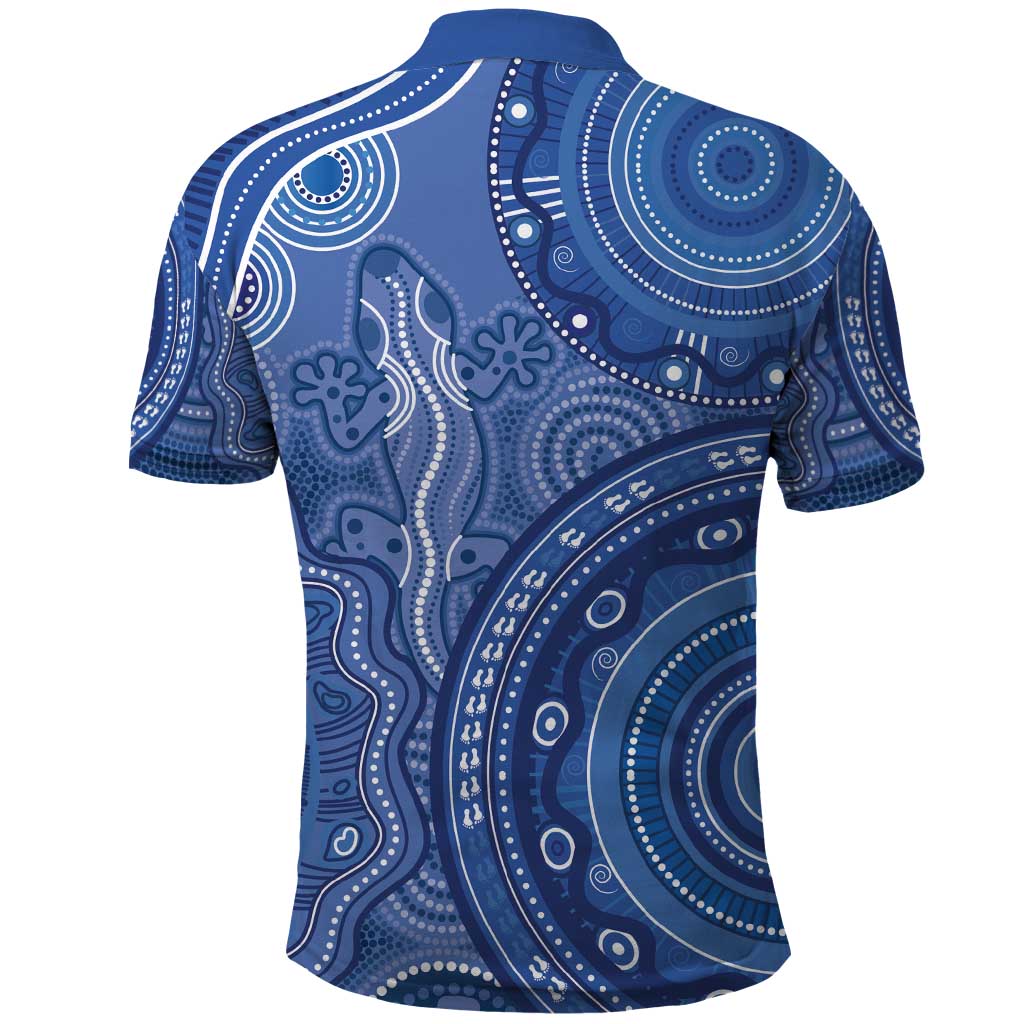 Australia Autism Awareness Polo Shirt Aboriginal Lizard Dot Painting