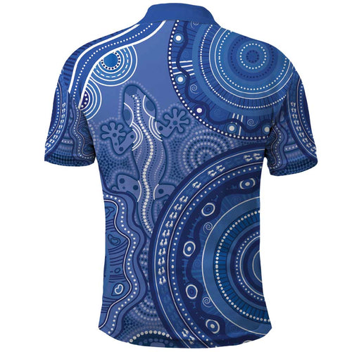 Australia Autism Awareness Polo Shirt Aboriginal Lizard Dot Painting