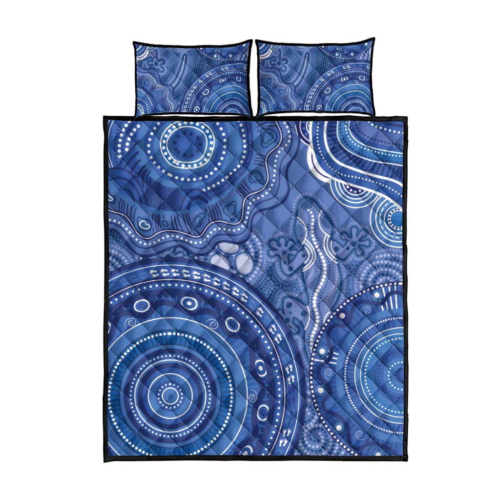 Australia Autism Awareness Quilt Bed Set Aboriginal Lizard Dot Painting