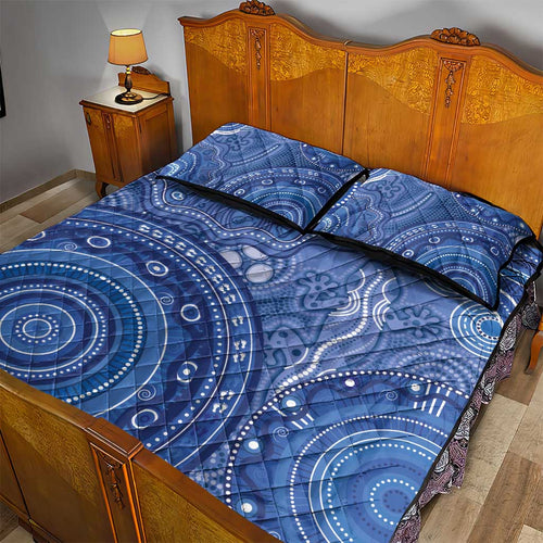 Australia Autism Awareness Quilt Bed Set Aboriginal Lizard Dot Painting