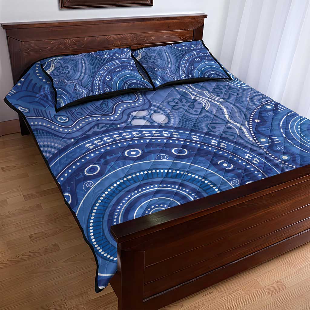Australia Autism Awareness Quilt Bed Set Aboriginal Lizard Dot Painting