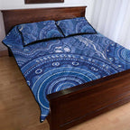 Australia Autism Awareness Quilt Bed Set Aboriginal Lizard Dot Painting