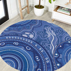 Australia Autism Awareness Round Carpet Aboriginal Lizard Dot Painting