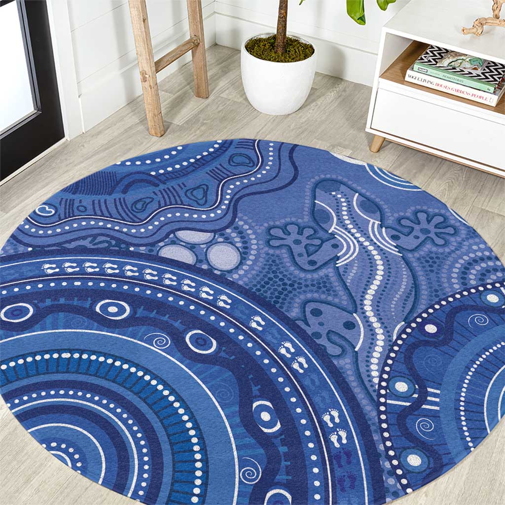 Australia Autism Awareness Round Carpet Aboriginal Lizard Dot Painting