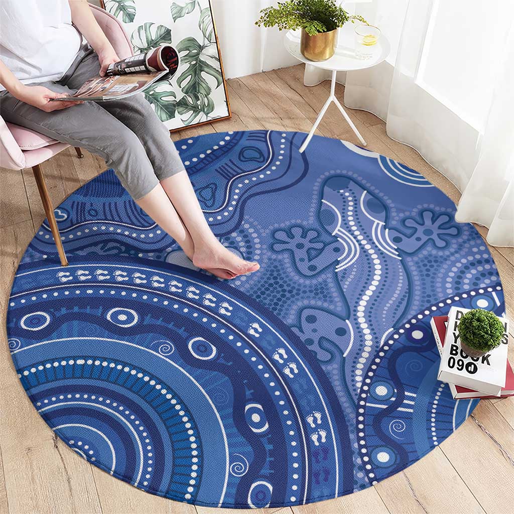 Australia Autism Awareness Round Carpet Aboriginal Lizard Dot Painting