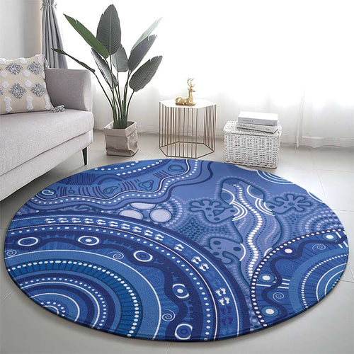 Australia Autism Awareness Round Carpet Aboriginal Lizard Dot Painting