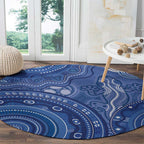 Australia Autism Awareness Round Carpet Aboriginal Lizard Dot Painting