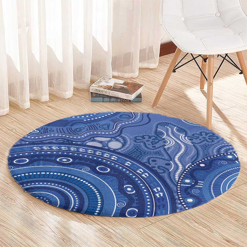 Australia Autism Awareness Round Carpet Aboriginal Lizard Dot Painting