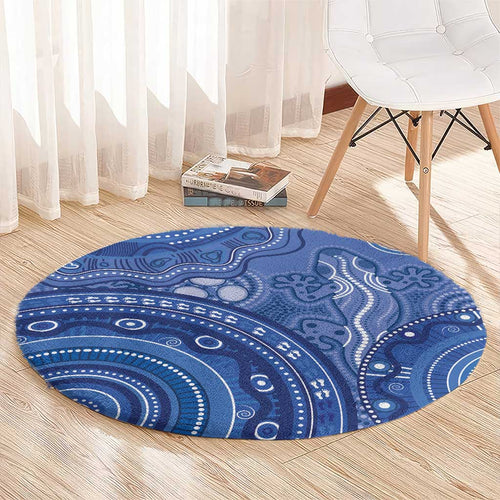 Australia Autism Awareness Round Carpet Aboriginal Lizard Dot Painting