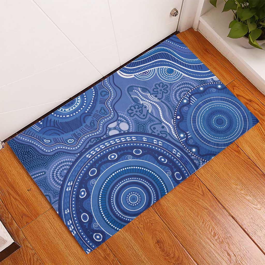 Australia Autism Awareness Rubber Doormat Aboriginal Lizard Dot Painting