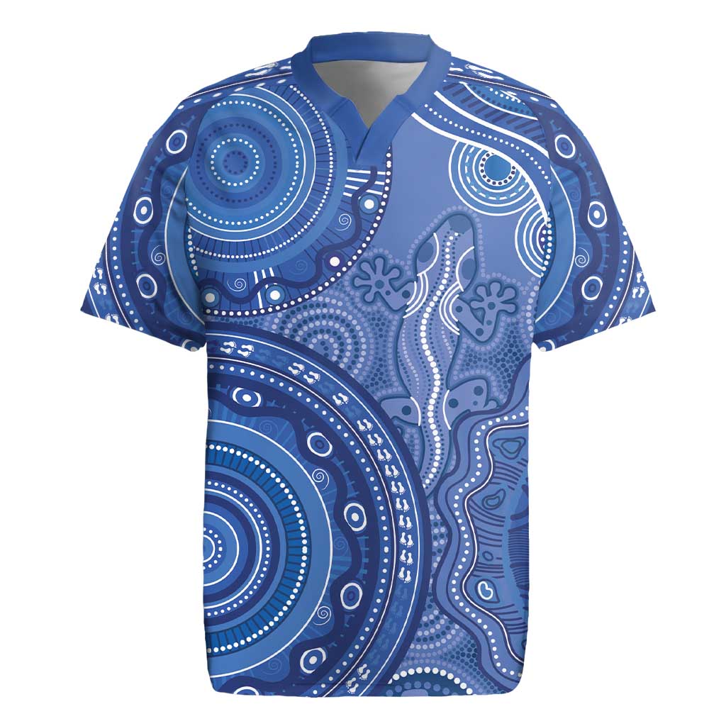 Australia Autism Awareness Rugby Jersey Aboriginal Lizard Dot Painting