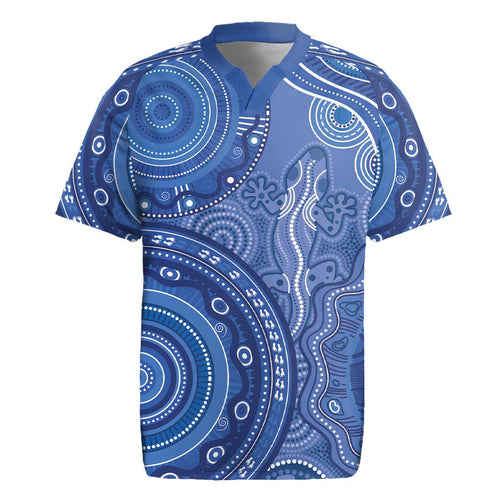 Australia Autism Awareness Rugby Jersey Aboriginal Lizard Dot Painting