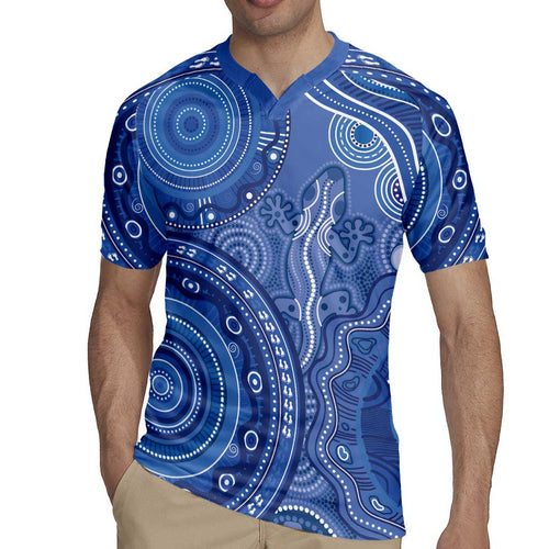 Australia Autism Awareness Rugby Jersey Aboriginal Lizard Dot Painting