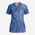 Australia Autism Awareness Scrub Top Aboriginal Lizard Dot Painting - Aussie Hoodie