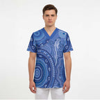 Australia Autism Awareness Scrub Top Aboriginal Lizard Dot Painting - Aussie Hoodie