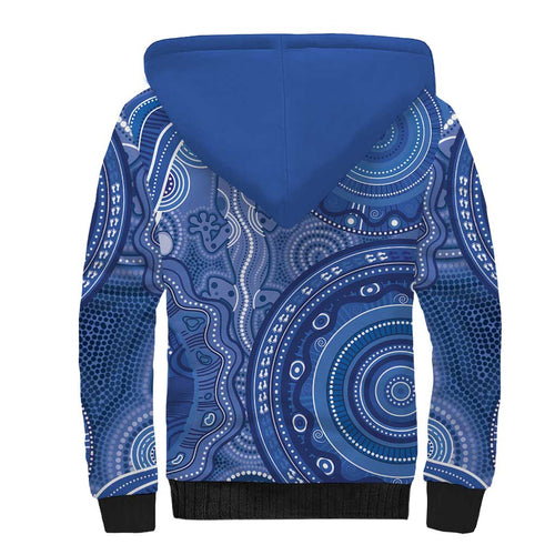 Australia Autism Awareness Sherpa Hoodie Aboriginal Lizard Dot Painting