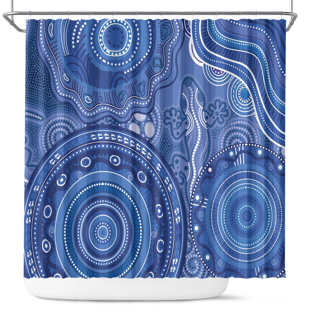 Australia Autism Awareness Shower Curtain Aboriginal Lizard Dot Painting