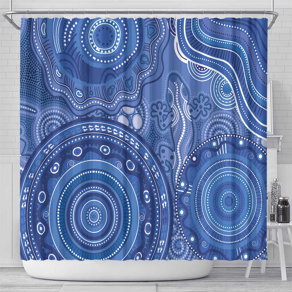 Australia Autism Awareness Shower Curtain Aboriginal Lizard Dot Painting