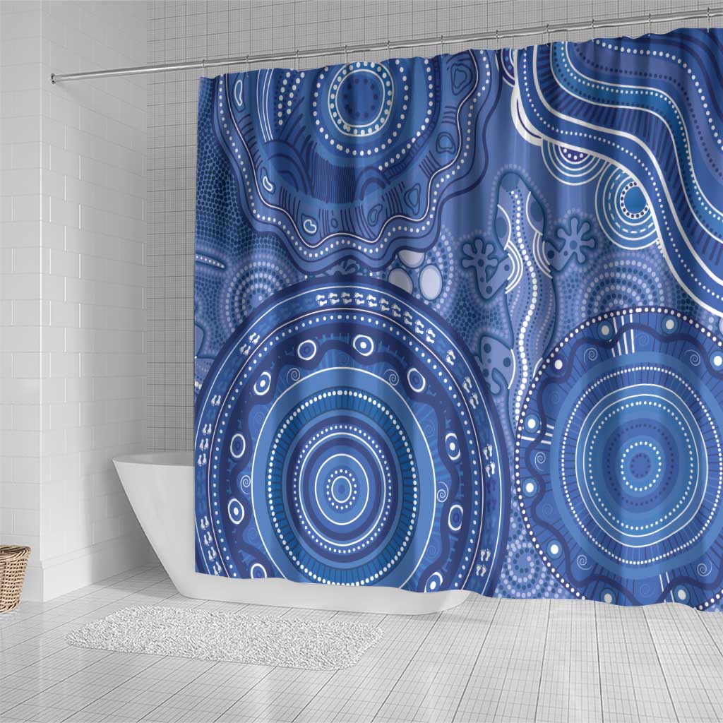 Australia Autism Awareness Shower Curtain Aboriginal Lizard Dot Painting