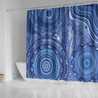 Australia Autism Awareness Shower Curtain Aboriginal Lizard Dot Painting