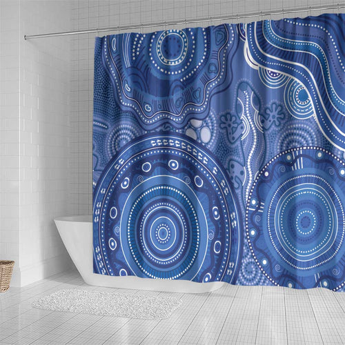 Australia Autism Awareness Shower Curtain Aboriginal Lizard Dot Painting