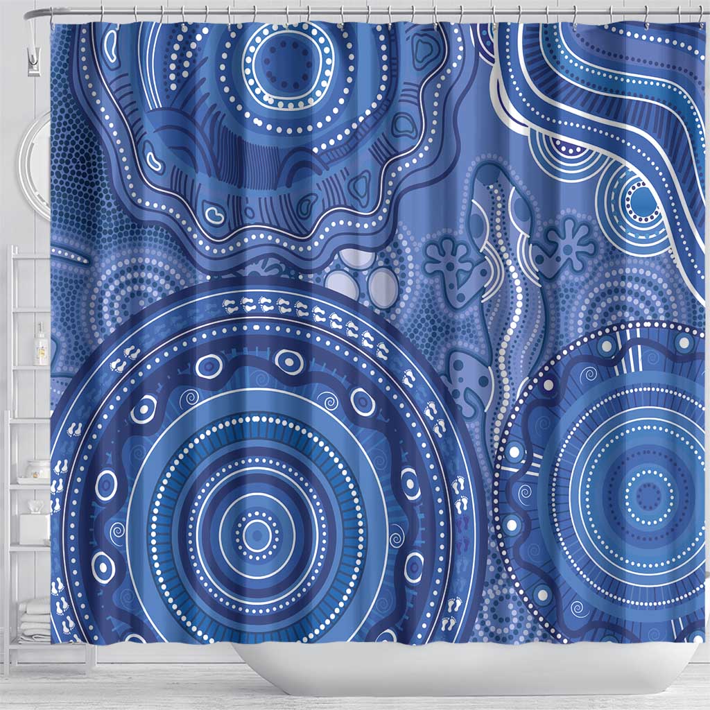 Australia Autism Awareness Shower Curtain Aboriginal Lizard Dot Painting