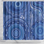 Australia Autism Awareness Shower Curtain Aboriginal Lizard Dot Painting