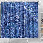 Australia Autism Awareness Shower Curtain Aboriginal Lizard Dot Painting