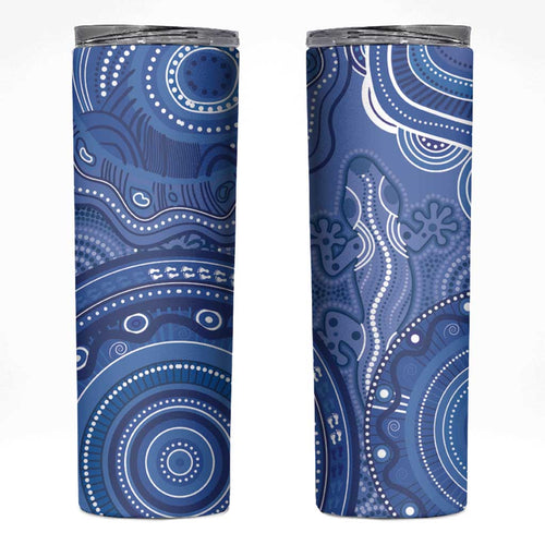 Australia Autism Awareness Skinny Tumbler Aboriginal Lizard Dot Painting