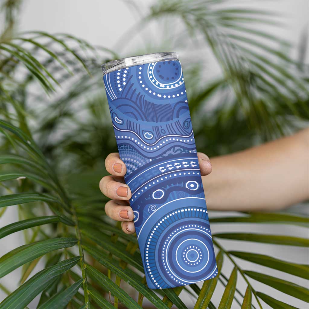 Australia Autism Awareness Skinny Tumbler Aboriginal Lizard Dot Painting