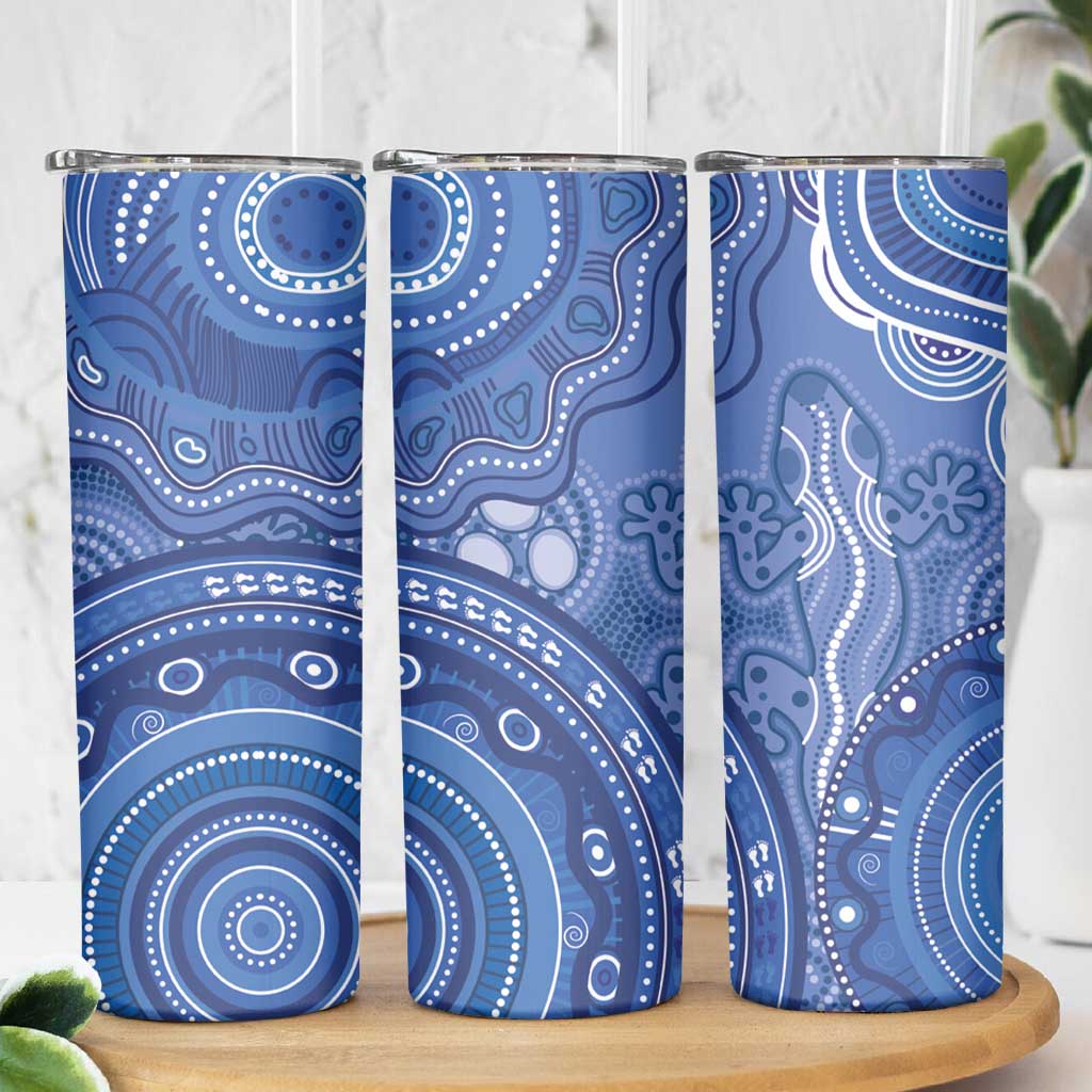 Australia Autism Awareness Skinny Tumbler Aboriginal Lizard Dot Painting