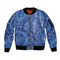 Australia Autism Awareness Sleeve Zip Bomber Jacket Aboriginal Lizard Dot Painting