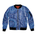 Australia Autism Awareness Sleeve Zip Bomber Jacket Aboriginal Lizard Dot Painting