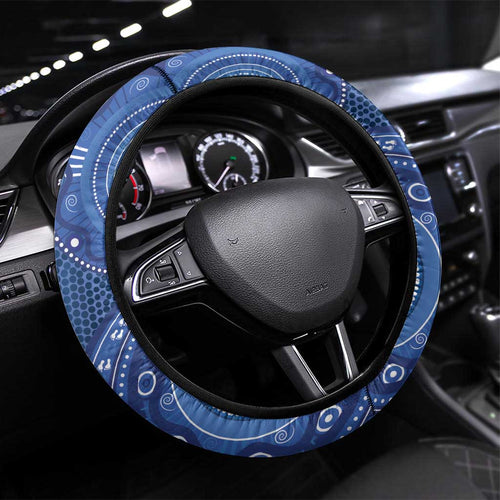 Australia Autism Awareness Steering Wheel Cover Aboriginal Lizard Dot Painting