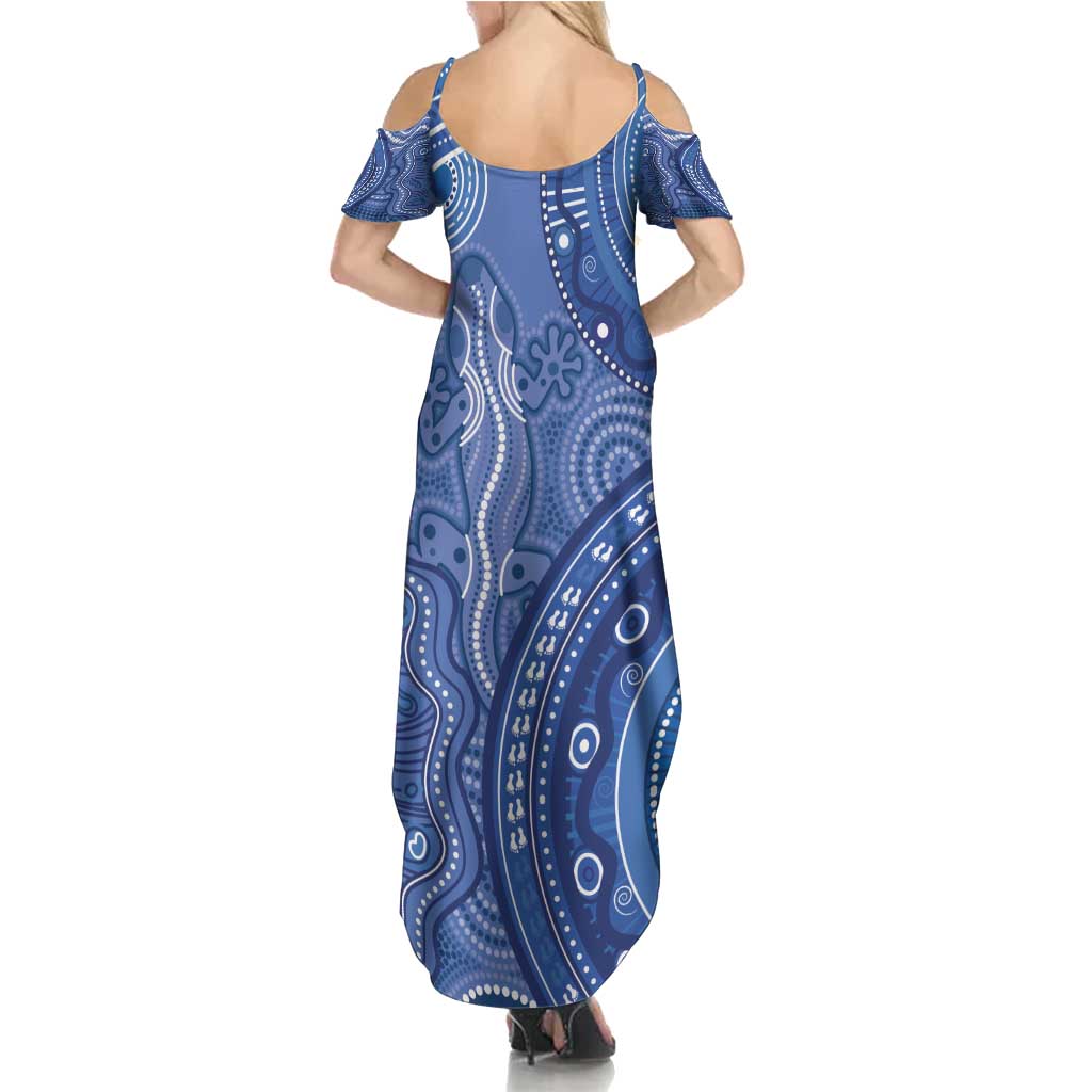 Australia Autism Awareness Summer Maxi Dress Aboriginal Lizard Dot Painting