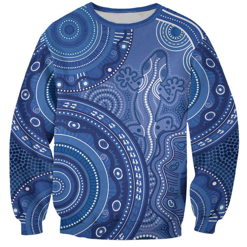 Australia Autism Awareness Sweatshirt Aboriginal Lizard Dot Painting